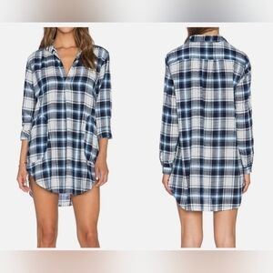CP Shades Teton Tunic Top Blue Plaid Double Gauze cotton Relaxed Fit S